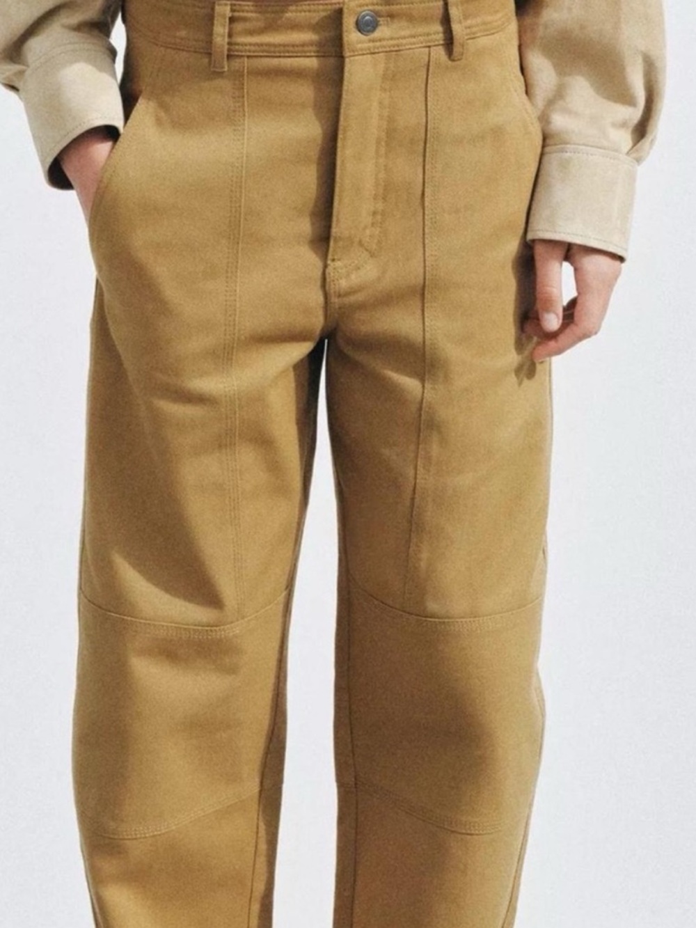 Zara Twill Utility Mid Rise Straight Pants - Picture 3 of 9